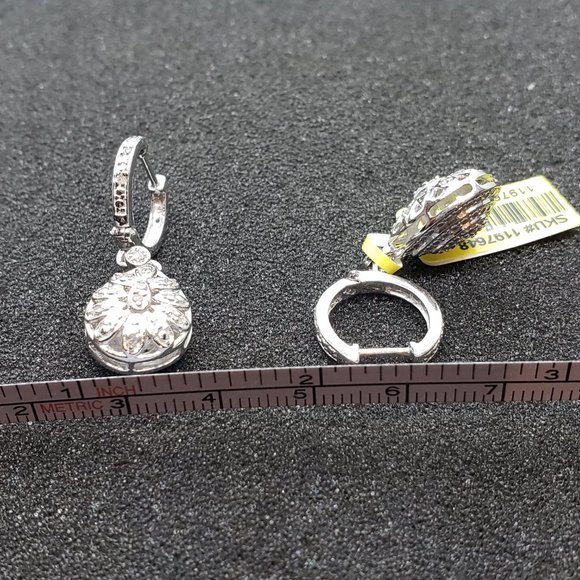 Diamond Sterling Silver Reversible Earrings TGW 0.20 cts - Picture 12 of 14